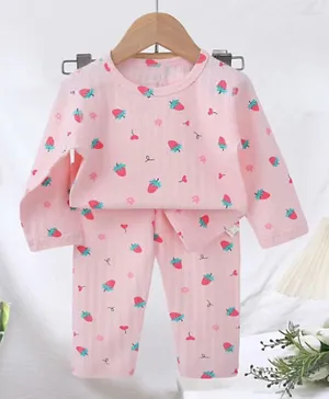 SAPS Strawberry All Over Print Night Suit - Pink