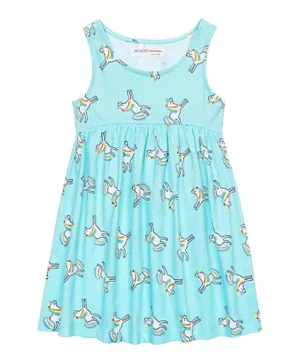 Minoti All Over Unicorn Print Dress - Aqua