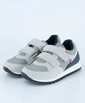Just Kids Brands Matthew Double Velcro Retro Look Casual Shoes - Grey