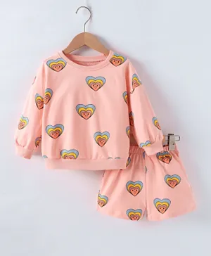 SAPS Heart Graphic Sweatshirt & Shorts/Co-ord Set - Pink