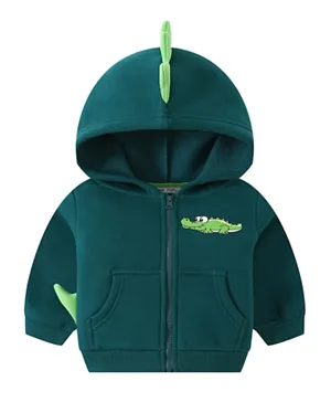 SAPS Full Sleeves Crocodile Graphic Hoodie - Green