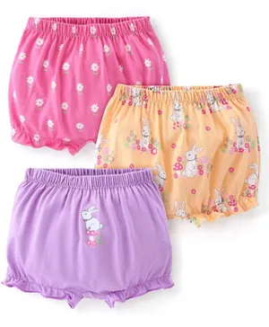 Babyhug 100% Cotton Knit Bloomers Floral Print Pack of 3 - Multicolor