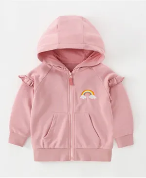 SAPS Rainbow Embroidered Hoodie - Pink