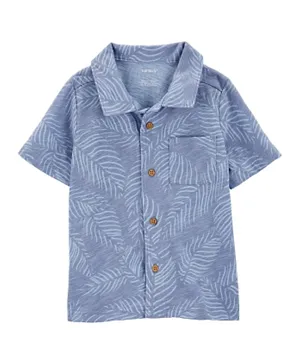 Carter's Palm Tree Button-Front Shirt -Blue