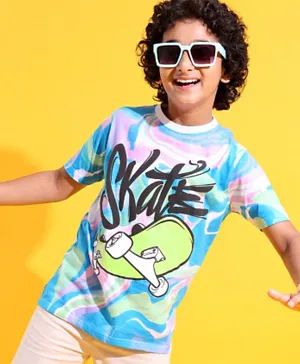 Pine Kids 100% Cotton Half Sleeves T-Shirt Skate Print - Bright White