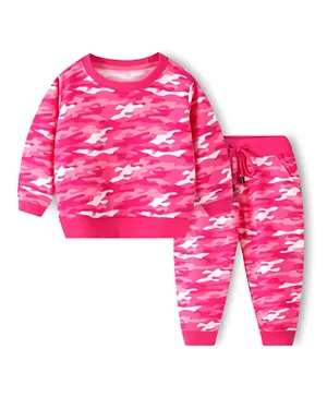 SAPS Printed Sweatshirt & Bottoms/Co-ord Set - Fuchsia Pink