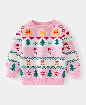 SAPS Snowman Print Pullover - Pink