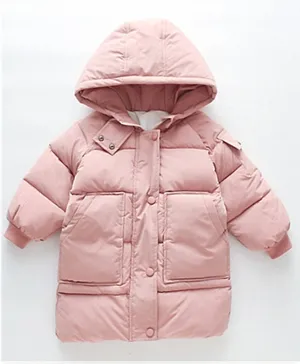 SAPS Solid Winter Jacket With Hood - Pink