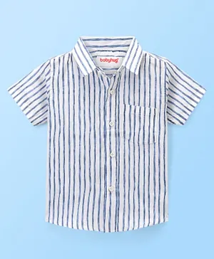 Babyhug 100% Cotton Short Sleeves Striped Shirt - White