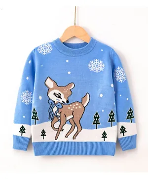 SAPS Deer In Winter All Over Printed Sweatshirt - Blue