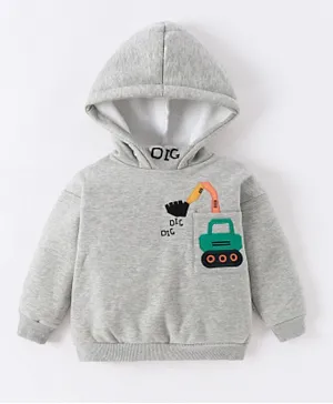 SAPS Dig Dig Embroidered Hoodie - Grey