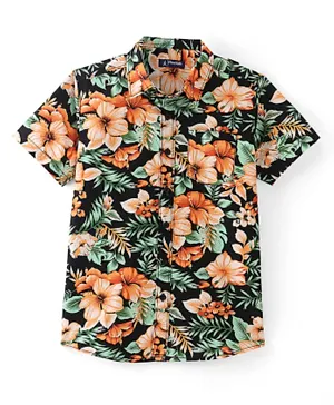 باين كيدز قميص بأكمام نصفية وطباعة زهور استوائية - متعدد الألوان