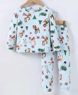 SAPS All Over Print Christmas Night Suit - Blue