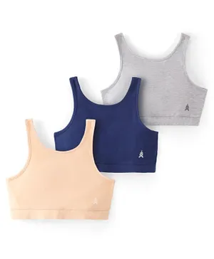 Pine Kids Solid Colors Sports Bra Pack of 3 - Multicolor