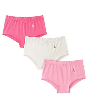Pine Kids Cotton Lycra Hipsters Pack Of 3 - Pink & White
