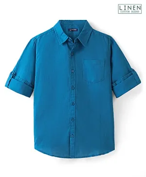 Pine Kids Cotton Full Sleeves Solid Colour Shirt - Blue