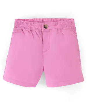 Pine Kids Cotton Woven Solid Shorts with Elasticated Waist- Pink