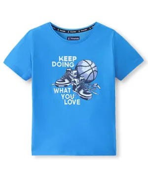 Pine Kids Cotton Knit Half Sleeves T-Shirt Basketball Print - Blue