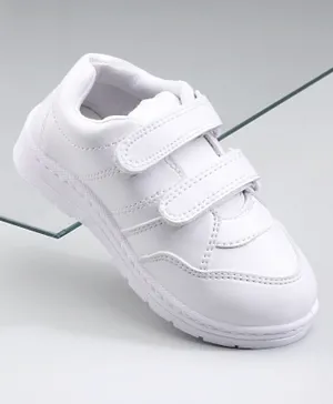 Pine Kids School Shoes With Velcro Closure Solid - White