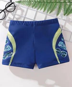 Pine Kids Text Printed Swimming Trunks - Navy Blue