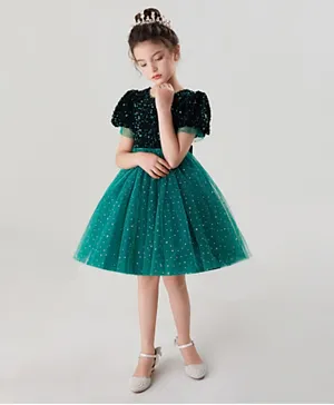 فستان حفلات مُزين بالترتر من كووكي كيدز - أخضر
