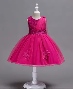 Kookie Kids Flower Applique Party Dress - Pink
