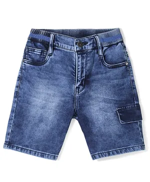 Pine Kids Knee Length Rib Elasticated Waist Denim Shorts - Blue