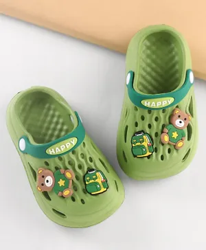 Cute Walk by Babyhug Slip On Clogs with Bear Applique - Green