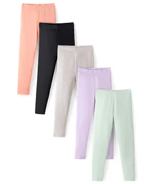 Primo Gino 5 Pack Cotton Blend Leggings - Multicolor
