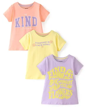 Primo Gino Cotton Blend Half Sleeves T-Shirt Text Print Pack of 3 - Multicolor