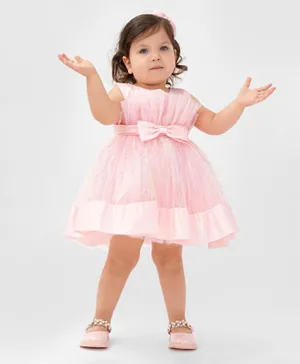 Kookie Kids  Solid Bow Party Dress - Pink