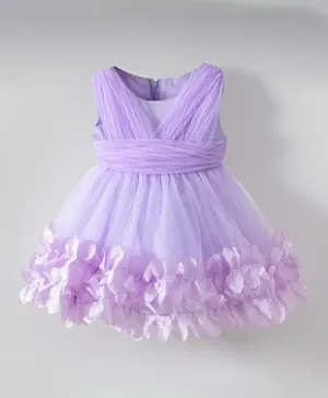 Kookie Kids Floral Applique Party Dress - Purple