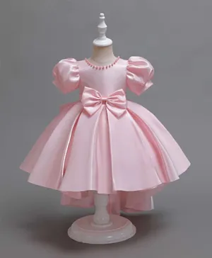 Kookie Kids Bow Detail High-Low Dress - Pink