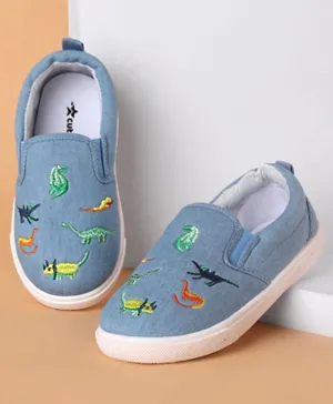 Cute Walk by Babyhug Slip On Casual Shoes with Dino Embroidered - Light Blue