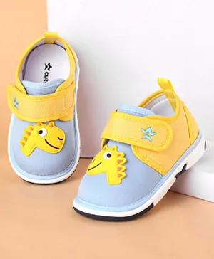 Cute Walk by Babyhug Casual Shoes With Velcro Closure & Dino Applique- Navy Yellow & Blue