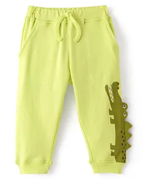 Bonfino 100% Cotton Knit Ankle Length Joggers Croc Print - Lime