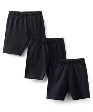 Babyhug Cotton Lycra Solid Cycling Shorts Pack of 3 -  Black