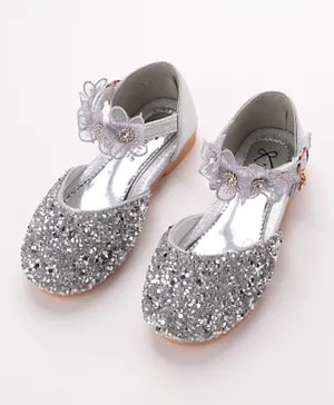 Kookie Kids Party Wear Sequin Ballerinas - Silver