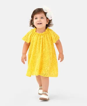 Bonfino Sequin Embellished Lace Party Dress - Yellow