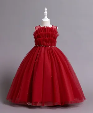 كووكي كيدز فستان حفلات مزين باللؤلؤ - أحمر