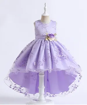 Kookie Kids Flower Applique Party Dress - Purple
