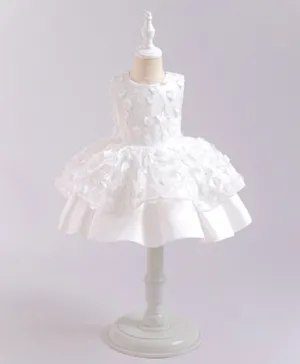 فستان حفلات مُطرّز بتطبيقات زهور من كووكي كيدز - أبيض
