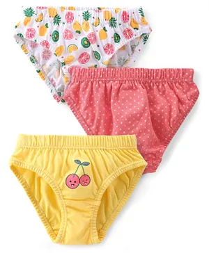 Babyhug Cotton Single Jersey Panties Fruits Prints Pack of 3 - Multicolor