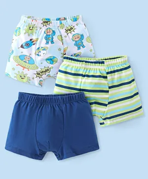 Babyhug 100% Cotton Single Jersey Knit Briefs Stripes & Bear Print Pack of 3 - Multicolor