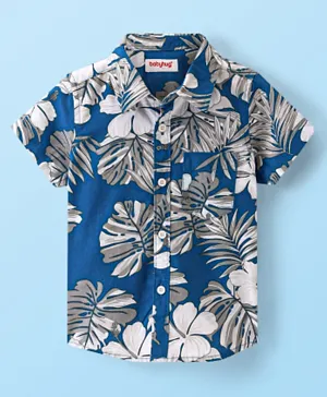 Babyhug 100% Cotton Woven Half Sleeves Shirt Tropical Theme - Blue