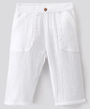 Bonfino 100% Cotton Double Gauze Trouser -White