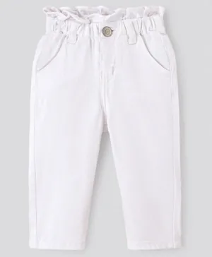 Bonfino Cotton Blend Woven Full Length Solid Over Dyed Jeans - White