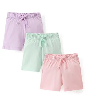 Bonfino 100% Cotton Shorts Solid Colour Pack Of 3 - Pink Lavender & Blue