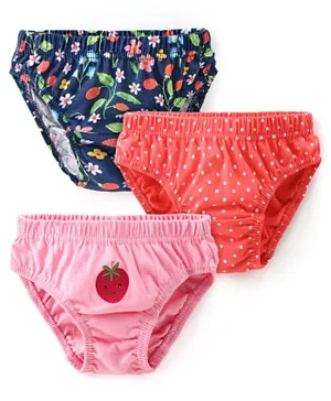 Babyhug 100% Cotton Antibacterial Panties With Floral Print Pack of 3 - Multicolour