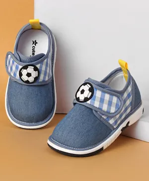 Cute Walk by Babyhug Musical Casual Shoes with Velcro Closure and Football Patch- Blue